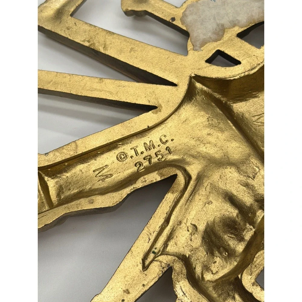 Vintage TMC2751 Gold Musical Instrument Wall Plaque Hollywood Regency Decor Gilt